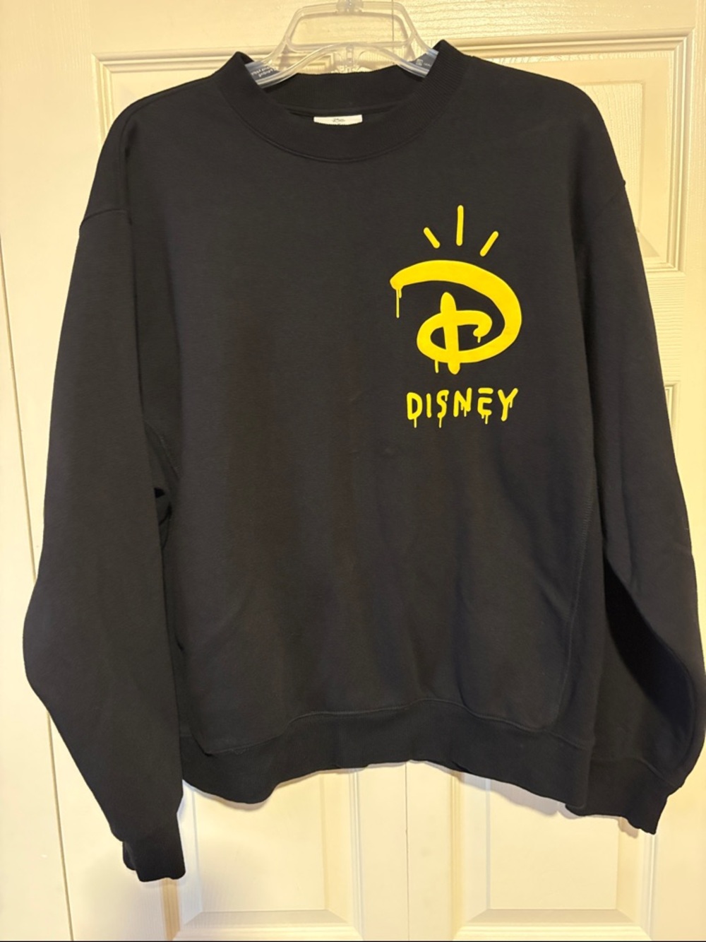 H&M Men’s Black Crewneck with Yellow Drip Logo